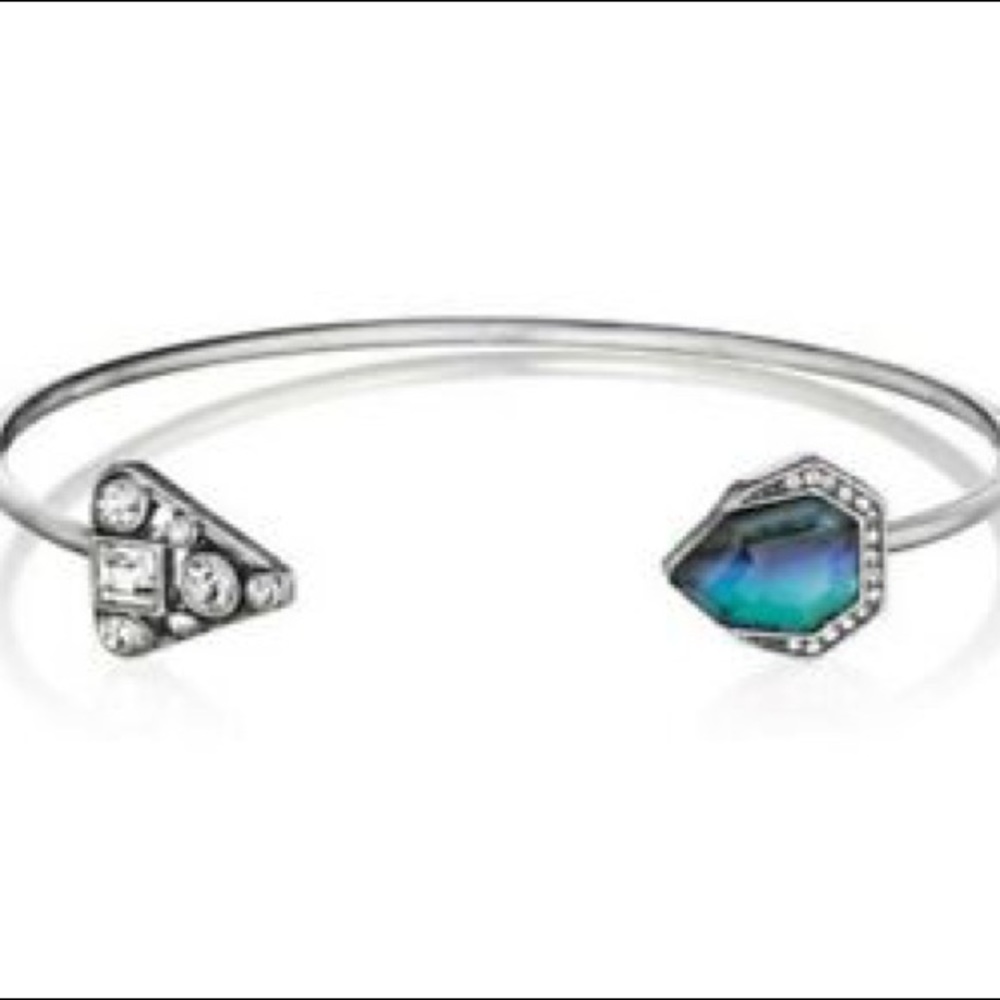 Chloe + Isabel Silver Bypass Bracelet with Blue-Green Crystal Accent